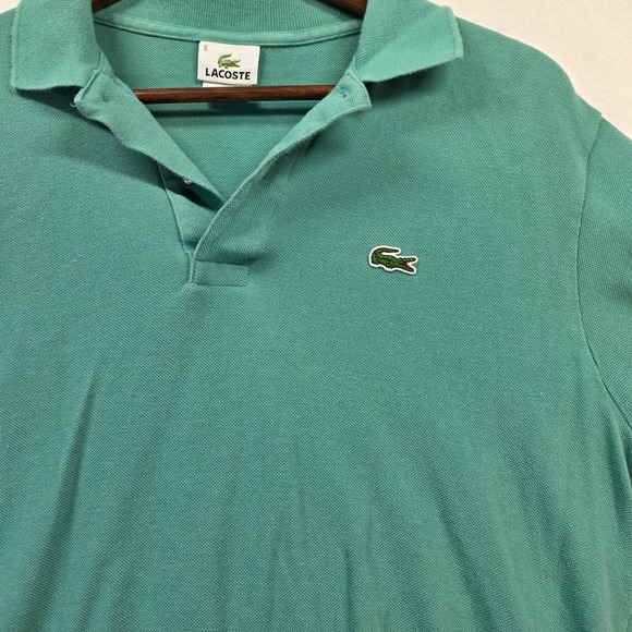 Lacoste Men's Pique Polo Shirt Size 5 L Teal Green Crocodile Logo 100% Cotton - Picture 5 of 8